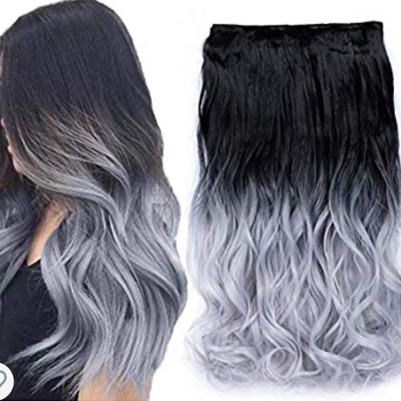 Black to Gray Ombré Clip In Hair Extensions